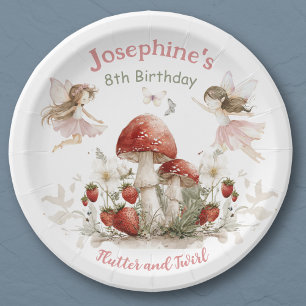 whimsical garden flutter and twirl fairy birthday paper plate