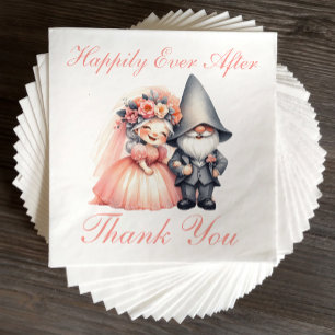 Whimsical Garden Gnome Orange Thank You Wedding Napkin