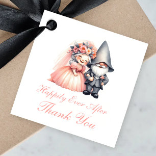 Whimsical Garden Gnome Orange Wedding Thank You Favour Tags