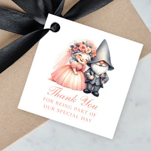 Whimsical Garden Gnome Orange Wedding Thank You  Favour Tags