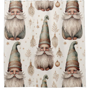 Whimsical Garden Gnomes & Botanical Shower Curtain