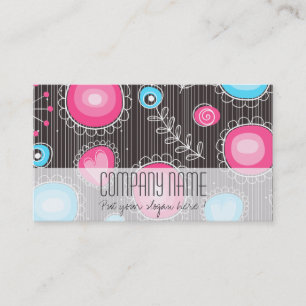 Whimsical Garden in Blue and Pink Business Card