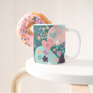 Whimsical Garden in Bright Pastel Colours Coffee M Mug