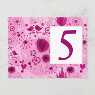Whimsical Garden in Pink Table Number Postcard