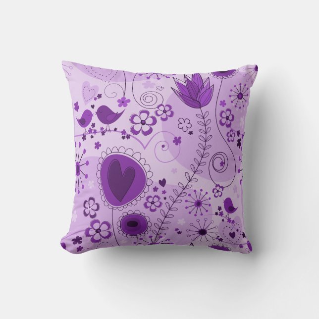 Whimsical garden in purple cushion (Front)