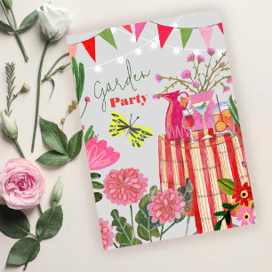 Whimsical Garden Party Birthday Flower Butterflies Invitation