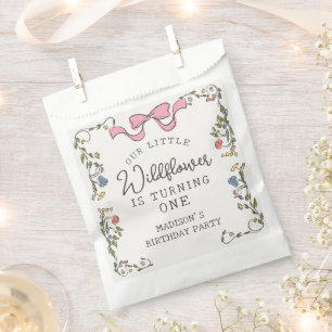 Whimsical Garden Party Doodle Floral Birthday Favour Bag