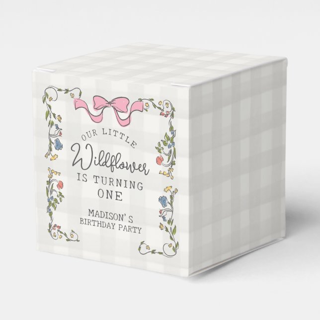 Whimsical Garden Party Doodle Floral Birthday Favour Box (Front Side)