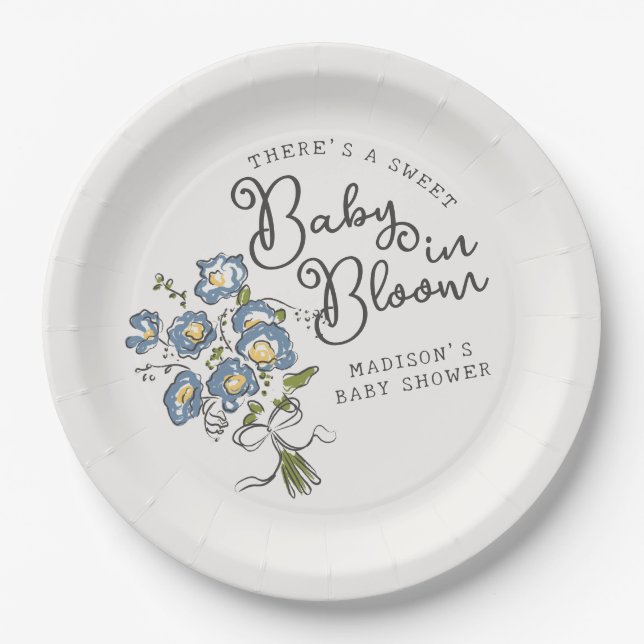 Whimsical Garden Party Floral Baby Shower Paper Plate (Front)