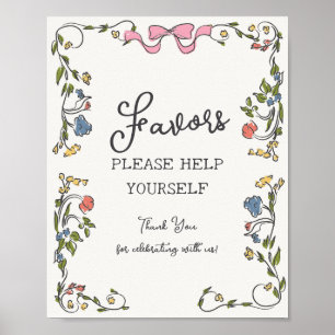 Whimsical Garden Party French Floral Favors Poster