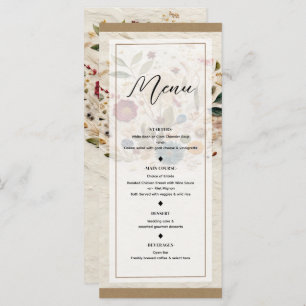 Whimsical Garden Pressed Flowers Bohemian Menu