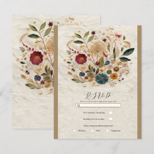 Whimsical Garden Pressed Flowers Bohemian RSVP Invitation