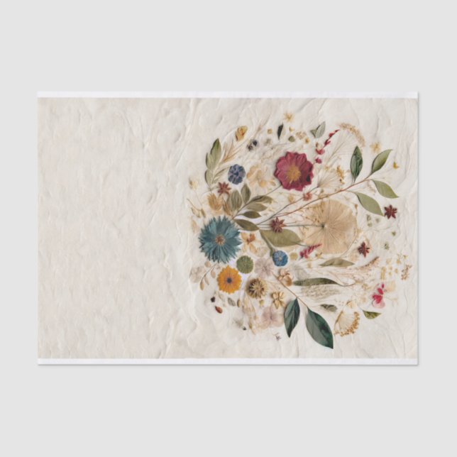 Whimsical Garden Pressed Flowers Bohemian Wedding Tissue Paper (Front)