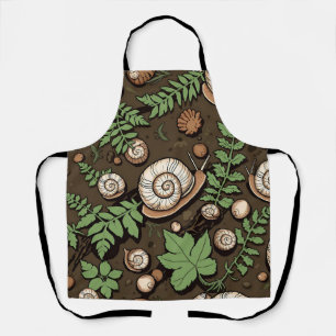 Whimsical Garden Snail Herb Pattern Apron