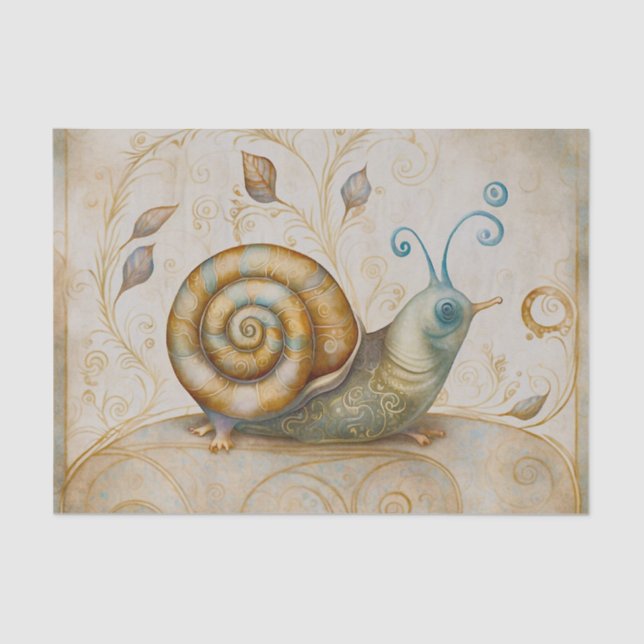 Whimsical Garden Snail Tissue Paper (Front)