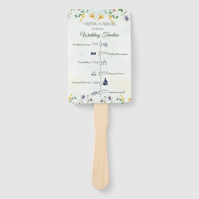 Whimsical Garden Wild Flowers  Program Timeline  Hand Fan (Front)