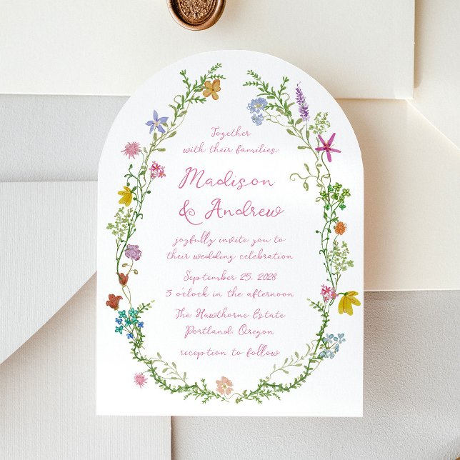 Whimsical Garden Wildflower Arch Wedding Invitation (Creator Uploaded)