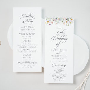 Whimsical Garden Wildflower Tea Length Wedding Program
