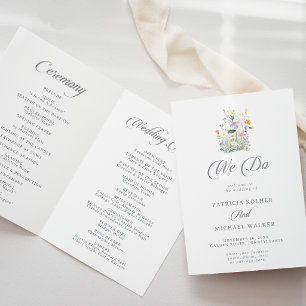 Whimsical Garden Wildflower We Do Folded Wedding Program