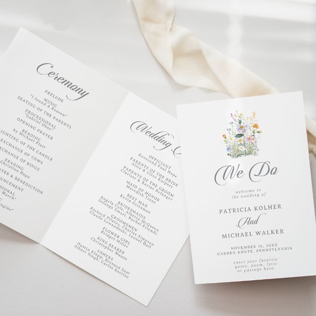Whimsical Garden Wildflower We Do Folded Wedding Program (Creator Uploaded)