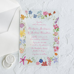 Whimsical Garden Wildflower Wedding Acrylic Invitations