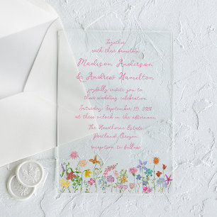 Whimsical Garden Wildflower Wedding Acrylic Invitations