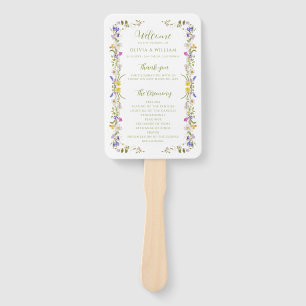 Whimsical Garden Wildflower Wedding Hand Fan