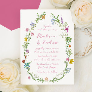 Whimsical Garden Wildflower Wedding Invitation
