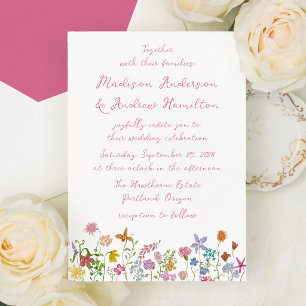 Whimsical Garden Wildflower Wedding Invitation