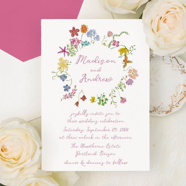Whimsical Garden Wildflower Wedding Invitation (Creator Uploaded)
