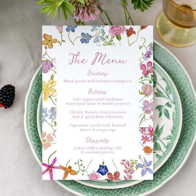 Whimsical Garden Wildflower Wedding Menu (Creator Uploaded)