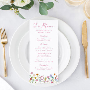 Whimsical Garden Wildflower Wedding Menu