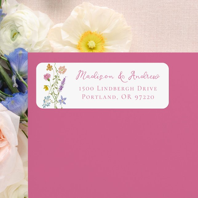 Whimsical Garden Wildflower Wedding Return Address Label (Creator Uploaded)