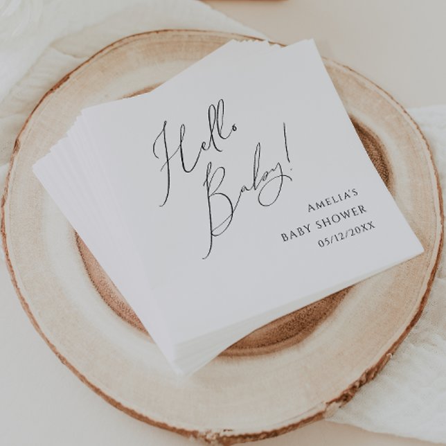 Whimsical Gender Neutral Hello Baby Shower Napkins (Creator Uploaded)