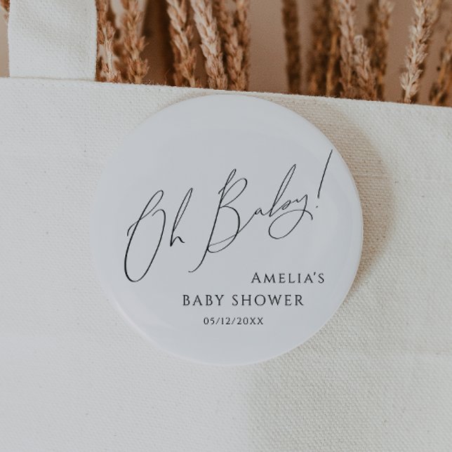 Whimsical Gender Neutral Oh Baby 6 Cm Round Badge (Creator Uploaded)