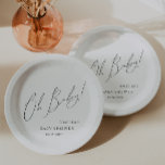 Whimsical Gender Neutral Oh Baby! Baby Shower Paper Plate<br><div class="desc">Introducing our whimsical gender-neutral oh baby! baby shower paper plates, perfect for any season, whether it's fall, winter, spring, or summer! This plate has a boho-chic vibe with modern, elegant calligraphy and a minimalist black-and-white design. It's pretty and unique, with a touch of vintage shabby chic, making it perfect for...</div>