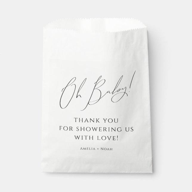 Whimsical Gender Neutral Oh Baby Shower Thank You Favour Bag (Front)
