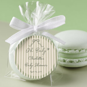 Whimsical Gender Neutral Sage Green Baby Classic Round Sticker