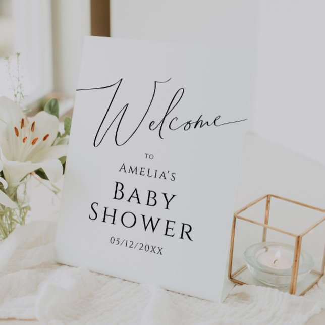 Whimsical Gender Neutral Welcome Baby Shower Pedestal Sign (Creator Uploaded)