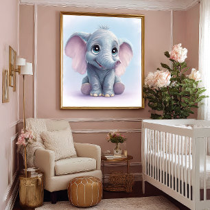 Whimsical Ghibli-Inspired Baby Elephant Art Print