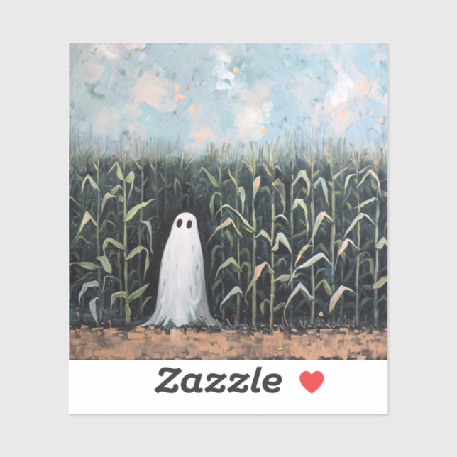 Whimsical Ghost Corn Field Oil Painting (Sheet)