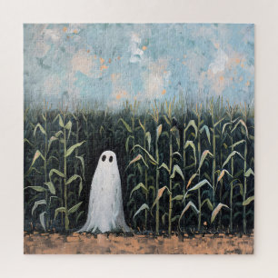 Whimsical Ghost Corn Field Painting Jigsaw Puzzle