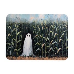 Whimsical Ghost Corn Field Painting Magnet