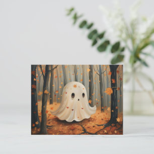 Whimsical Ghost Cute Fall Postcard
