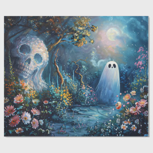 Whimsical Ghost Garden Walking Path Decoupage Wrapping Paper