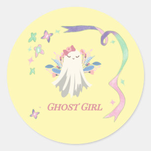 Whimsical Ghost Girl Fun Pastel Halloween Party Classic Round Sticker