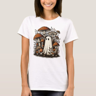 Whimsical Ghost in Mushroom Forest Graphic T-Shirt