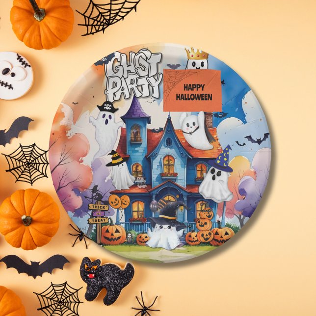 Whimsical Ghost Party Kids Halloween  Paper Plate (Creator Uploaded)