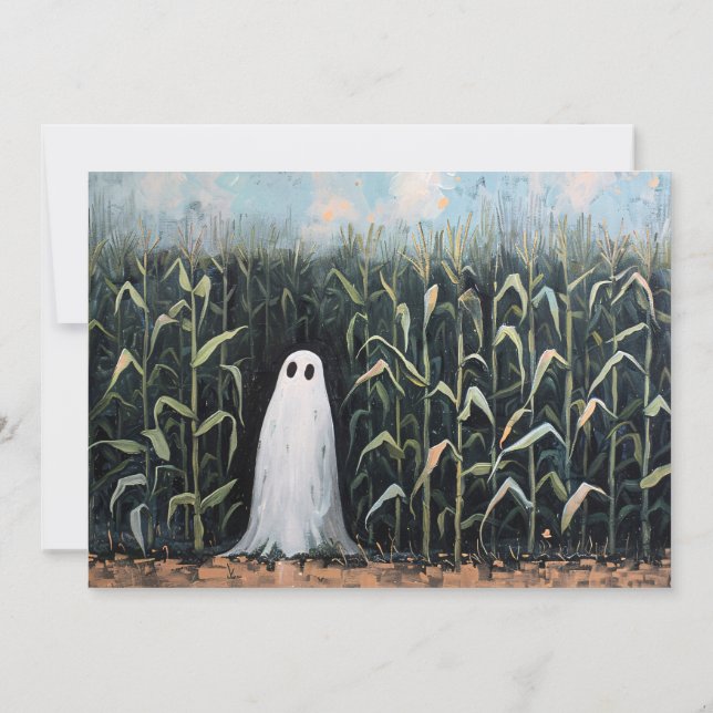 Whimsical Ghost Personalised Name Halloween Card (Back)
