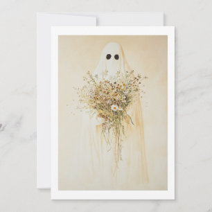 Whimsical Ghost with Wildflowers Invitation